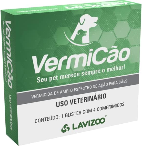 Vermífugo Vermicão 4 Comprimidos Lavizoo Vermífugo Para Cachorro