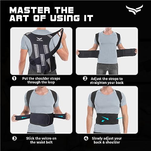 Image of XTRIM Posture Corrector for Men & Women, Adjustable Back Support Belt for Back Pain Relief, Spine Posture Corrector with Soft Shoulder Pads, Back Straightener Belt (Large)