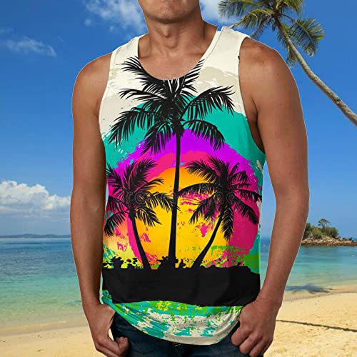 LOIJMK Heren zomer mode casual strand kust digitaal 3D print ronde hals mouwloos T-shirt vest top tank top fijne rib - Image 3