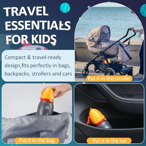 ONEDONE Portable Urinal for Kids Rocket Pee Bottle for Kids Emergency Toilet Urinal for Toddlers Boys Girls 12.5 OZ Small Pee Cup for Kids Camping Car Travel Potty Training Baby Urinal Orange — view 4