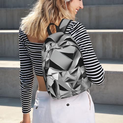 Sac à dos en toile avec impression géométrique argentée WURTON