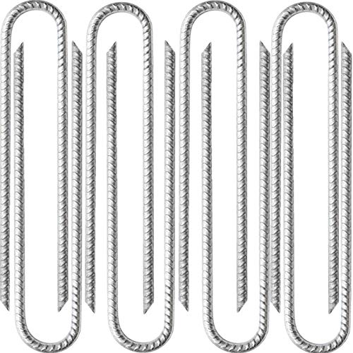 8 x 30 cm in acciaio galvanizzato resistente pali per cemento armato a U ganci ancoraggi pali per tende, picchetti da giardino, picchetti per tendoni, gazebi, castelli, campeggio, reti da calcio