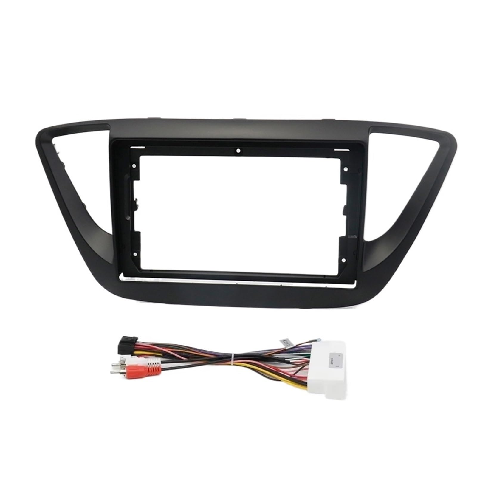 JKELPV Car Radio Frame Kit Fit For Hyundai Verna Accent 2016-2018 Android Radio Dask Kit Fascias 9 Inch Car Frame Fascia Adapter Radio adapter(Black Frame Cable)