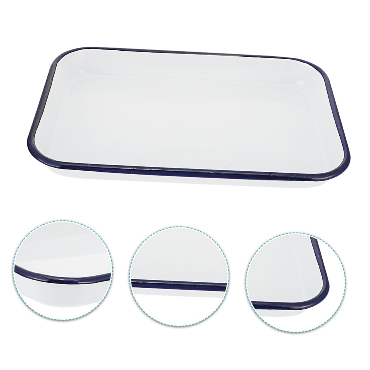 CHILDWEET Enamel Tray Appetizer Plates Serve Snack Dish Enamelware Deep Plate Enamel Lard Bowl Enamelware Salad Bowl Enamel Dessert Bowl Bread Bowl Paint Tray Multi-Functional Tray White