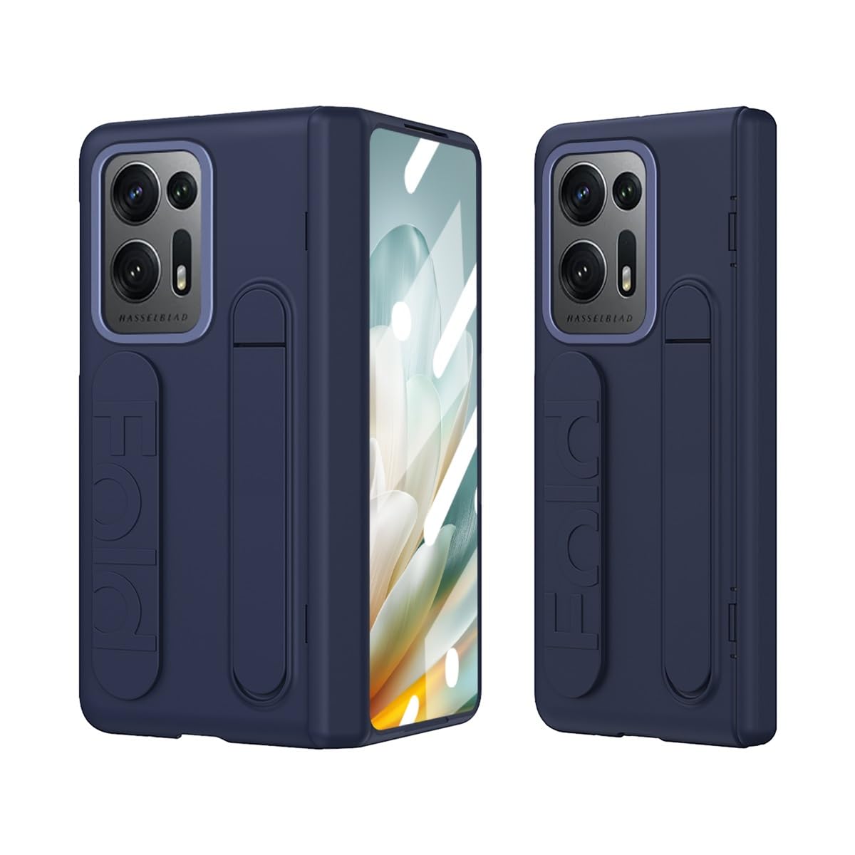 Phone Case Compatible with Oppo Find N2 Stand Case Built-in Screen Protector, Hinge Protective Case Full Phone Protective Case, Shockproof(Blu)