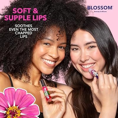 Blossom Roll on Lip Gloss, Gourmand Scented Clear High Shine Moisturizing Lip Oil, Non Sticky, Infused with Real Flowers, Made in USA, 0.2oz, Almond Biscotti