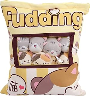 Cute Snack Pillow Stuffed Animal Toys Pudding Decorative Removable Kitty Cat Dolls Creative Toy Gifts for Teens Girls Kids