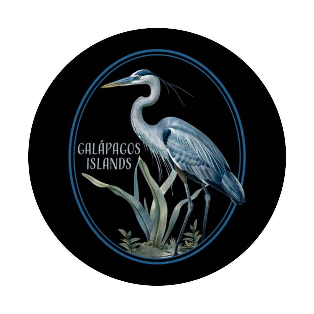 Water Fowl Bird Watching Heron Birds Great Galápagos Islands PopSockets Swappable PopGrip, Black - Image 3