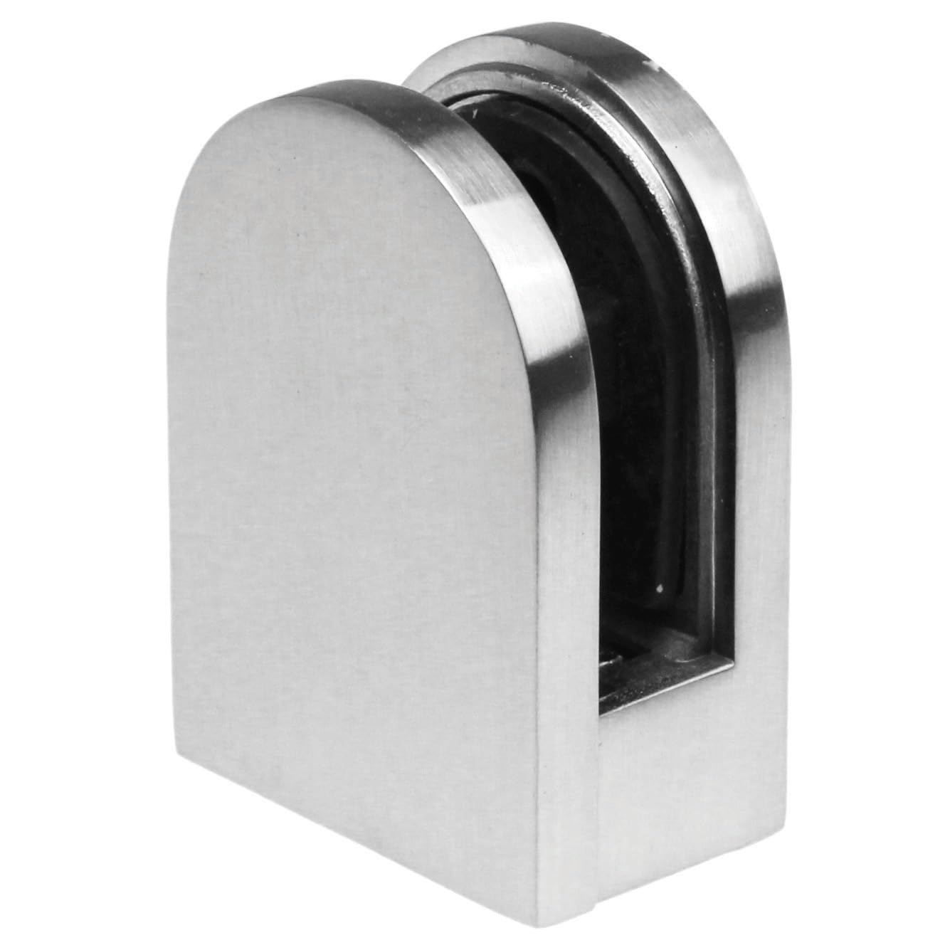 Glass Bracket / Clamp for Stair Handrails – 8mm or 10mm Toughened Glass – Chrome, Black, Brushed Nickel or Brushed Brass (Brushed Nickel, 8mm)