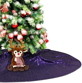 Eternal Beauty 127cm Round Sequin Tree Skirt Xmas Tree Ornament for Christmas Holiday Decoration(50 inches,Red)