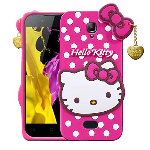 Image of Unirock Hello Kitty Back Case Cover for Oppo NEO 5 | 3D Cute Hello Kitty Case |Soft Silicone Rubber Back Cover with Pendant Kitty Cover for Oppo NEO 5 (Pink)