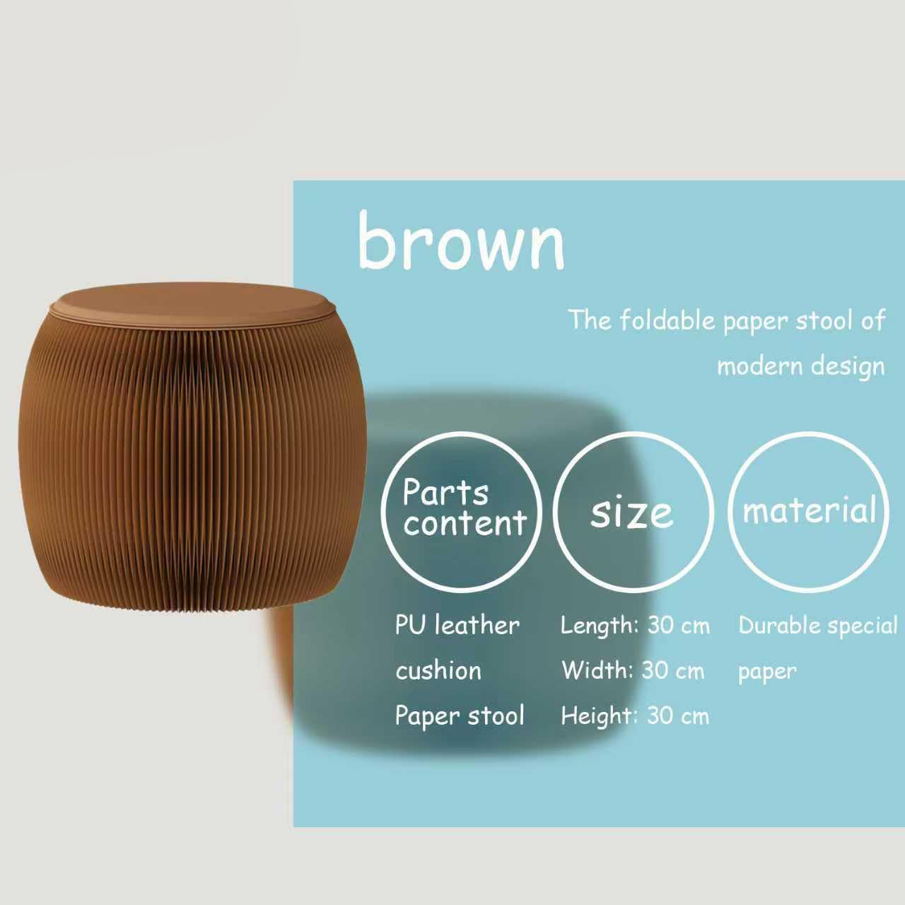 Folding Stool - 15.7 inch Folding Stool & Made of Kraft Paper- Eco-Friendly Honeycomb Design, Foldable on 3 cm Folding stools Round bar Stool Pedal Stool Piano Stool (Brown A, 11.8in)