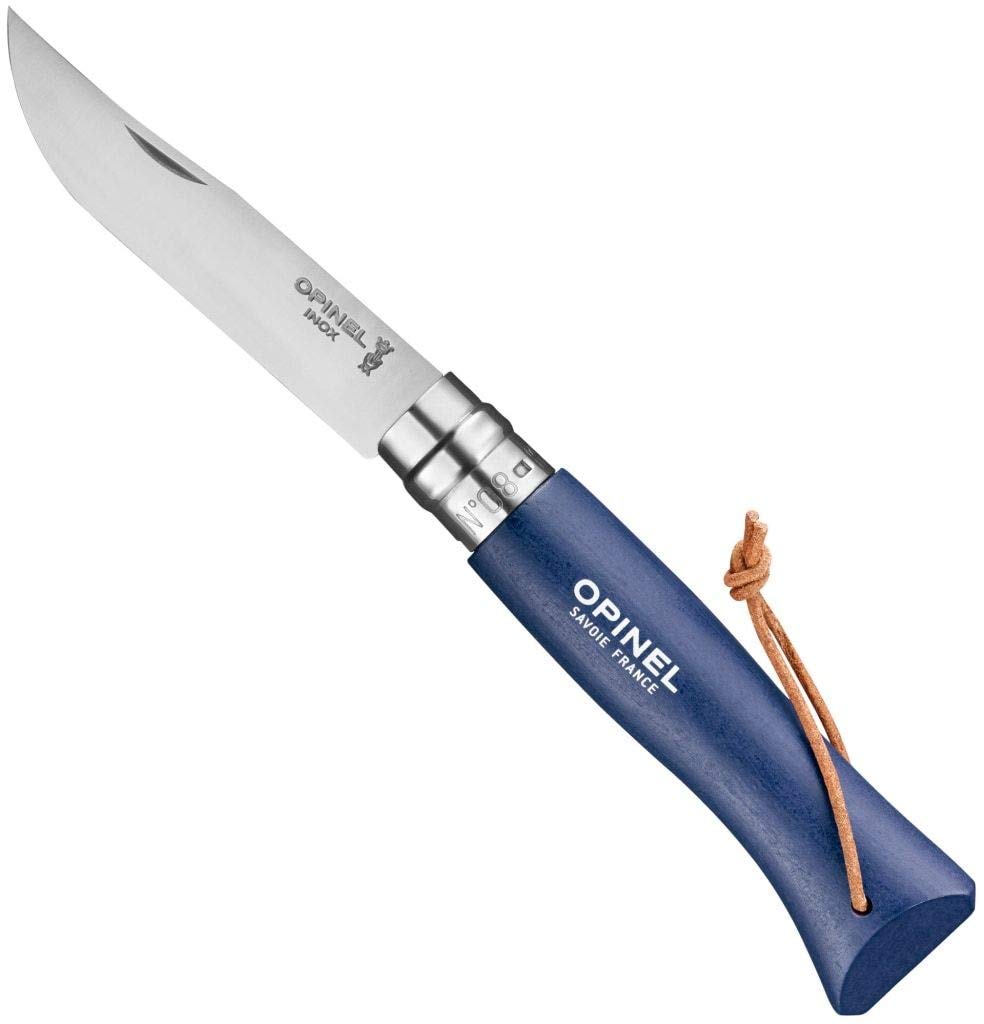 Opinel Trekking Blue Folding Knife,3.25in,12C27 MOD Sandvik Stainless Blade,Blue Dyed Wood 1704