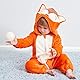 COOKY.D Neugeborenen Flanell Overall mit Kapuze Herbst Winter Schlafanzug Strampler Langarm Baby Schlafanzug für Mädchen Jungen Fuchs,2-5 Monate