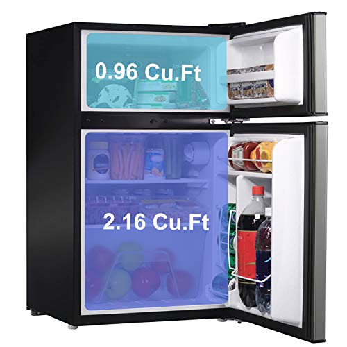 willz WLR31TS1 Compact Refrigerator, 3.1 Cu.Ft Fridge With Dual Door