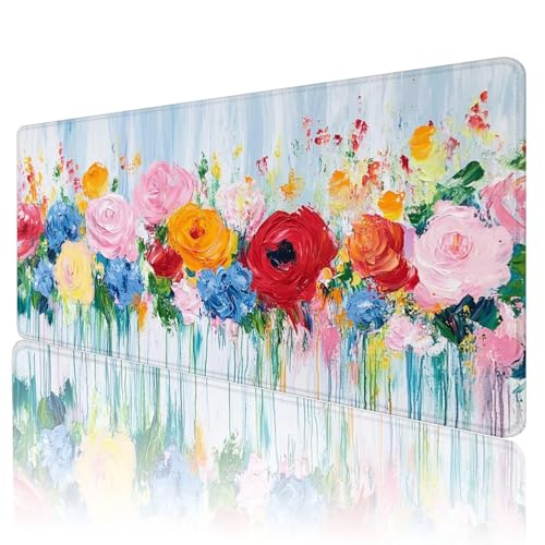 Tapis de souris couleur motif fleuri XXL, idée cadeau pour ordinateur