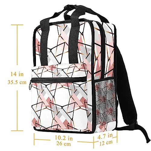 Sac à dos garçons motif géométrique rose multicolore réglable - 5
