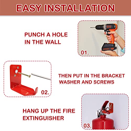 4 Pack 5 To 20Lb Universal Fire Extinguisher Bracket,4 Fire Extinguisher Safety Sticker Signs And 4 Pack Monthly Extinguisher Plastic Usurping And Maintenance Tags #TOP2