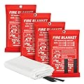 2024 Emergency Fire Blanket, 4 Pack Fire Extinguisher Blanket, Fire Suppression Blanket, Flame Retardant Blanket Fire Safety Blanket for Home, Kitchen, School, Grill, Car, Office, Warehouse(40” x40”)