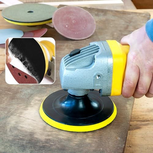 WYYFXY® 3 Stück Klett Schleifteller 125mm Klett Schleifpapierteller für Exzenterschleifer/Winkelschleifer, mit Bohradapter M14 inkl. Spanndorn für Schleifpapier | Schleifscheiben