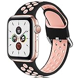 correa apple watch 38mm chile Sincostura Conexión: La correa de silicona compatible con iwatch correa bloquea su reloj inteligente por las orejetas en los extremos de la correa sin espacio, y la hebilla de acero inoxidable lo fija en su lugar incluso si está haciendo ejercicio de alta intensidad, sin caerse o perder riesgos