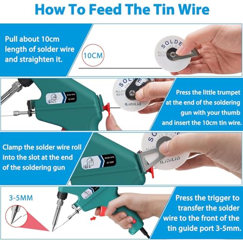 Image of Soldering Iron Kit, 60 W 220 V Soldering Gun Kit with 10-In-1 Soldering Guns Tool, Solder Machine with Wire, Iron Gun, One-Handed Operation Soldering Iron Kit for Welding and Repairing