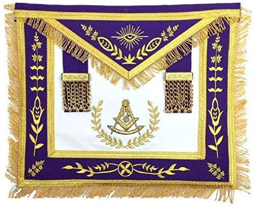 Tablier maçonnique violet et or pour vos cérémonies de Blue Lodge