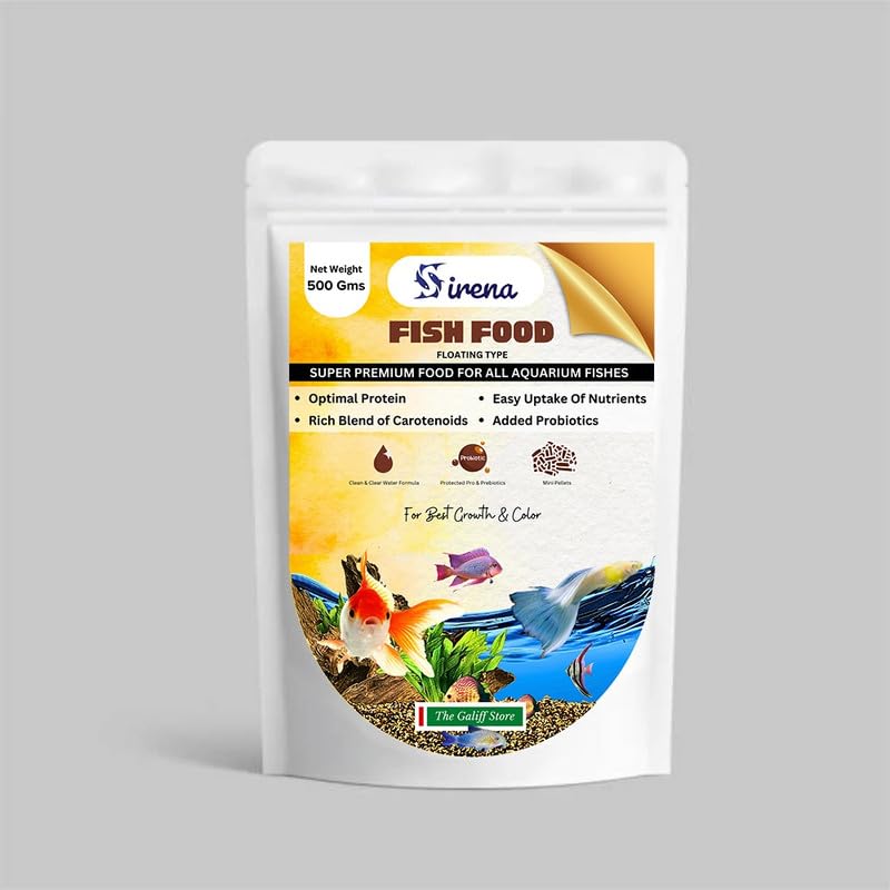 THE GALIFF STORE Premium Fish Food for Aquarium Fish - 500gm (Mini Pellet) Fortified Formula Floating Pellets Optimum Choice for Color & Growth Easy to Digest & Nutrient-Rich for All Life Stages