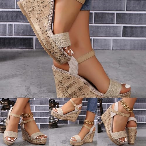 Sandalias de mujer talla 43 cómodas con cuña y hebilla ajustable 2