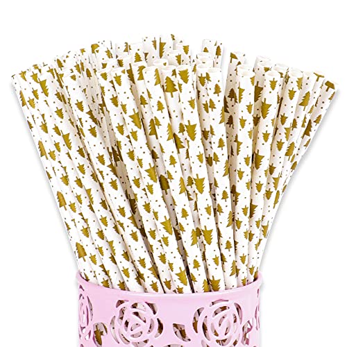 Pailles à boire en papier 100 pièces, pailles à boire biodégradables et recyclables, paille de fête pour anniversaire, mariage, mariée/baby shower, célébrations, décoration de cocktail (Style deux) Cover