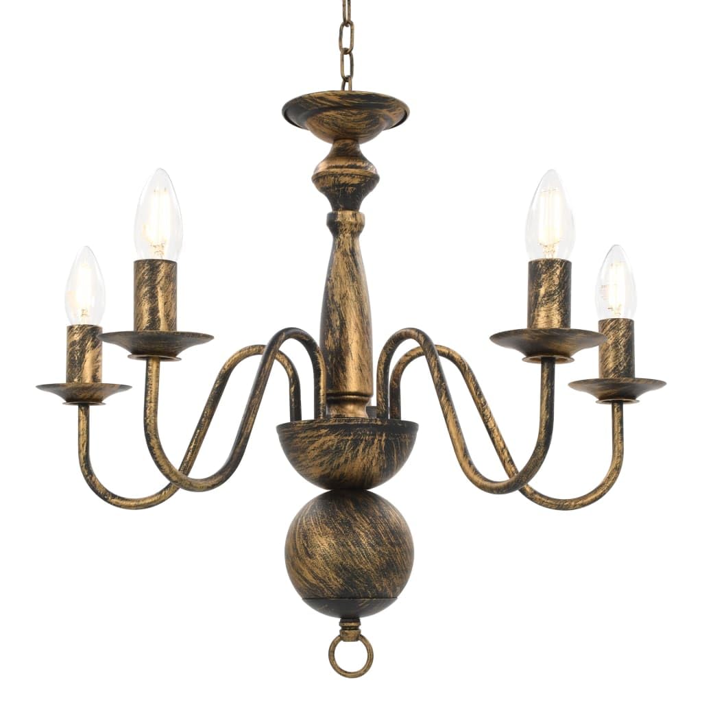vidaXL Kronleuchter Antik Deckenlampe Pendelleuchte Lüster Deckenleuchte Hängeleuchte Hängelampe Leuchte Lampe Schwarz 5xE14-Glühbirnen