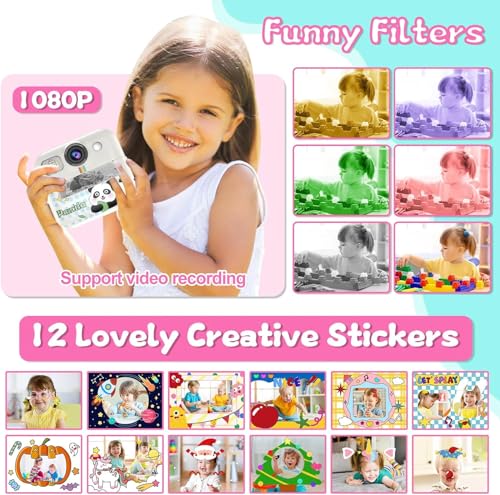 Image of Cason Instant Camera for Kids with Print,1080P HD Instant Photo Camera with Games,3 Print Rolls,Fun Filters for Creativity for 5-15 Years Kids Upto 32GB (Panda)