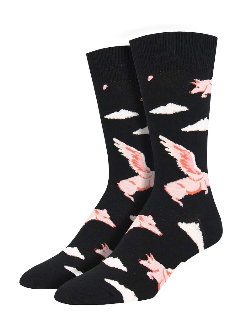 Socksmith Men's Flying Pig - black - 10-13 (Men's Shoe Sizes 7-12.5)