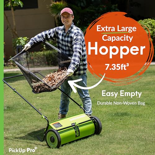 Image of Pickup Pro XL Garden Sweeper - Manual Leaf & Grass Push Lawn Sweeper (Pickup Pro Max)