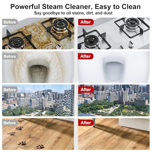 Image of 2-in-1 Handheld Steam Cleaner with Detachable Mop & 360 Swivel Rolling Base.2500W High Power. 3 Bar 221F High Pressure Steam Cleaner, 15S Heat-Up, 1.6L Water Tank, 3 Steam Levels Adjustable【Black】