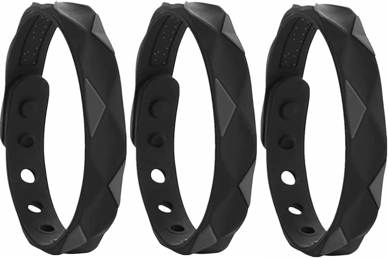 Anti Static Silicone Negative Ions Wristband, Sports Bracelet for Men Women, Washable Reusable Sports Bracelet 3 PCS Black