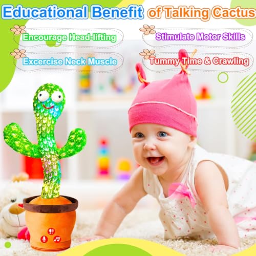 Image of Rechargeable Baby Toys Dancing Talking Cactus Toy, Volume Adjustable, Singing Mimicking Repeating, Interactive Toys for Baby Toddler, Baby Infant Toys Gifts for Girls Boys