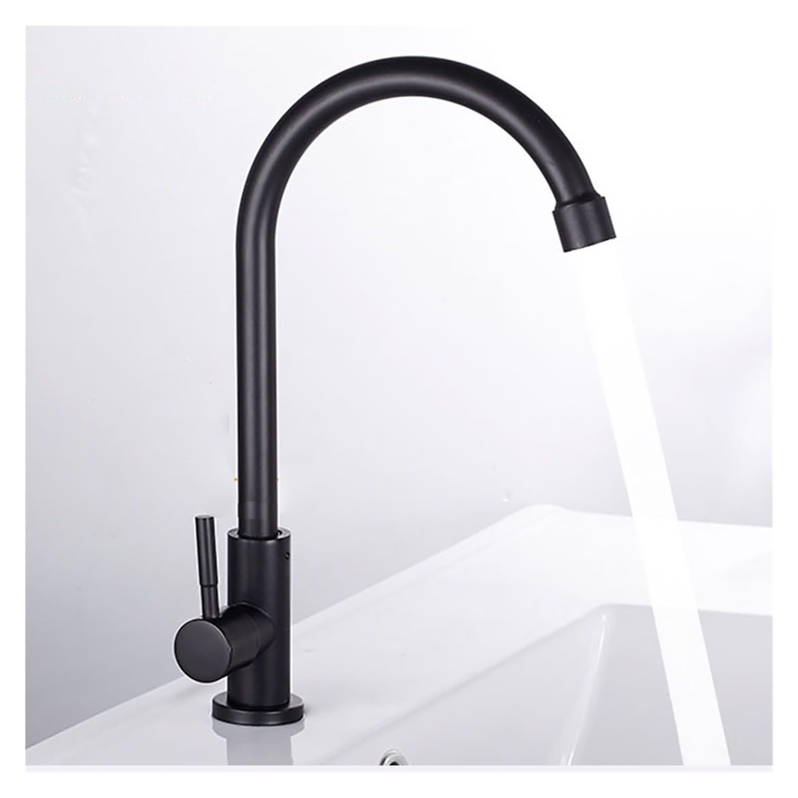 Grifo de cocina monomando negro giratorio 360 de agua fría individual