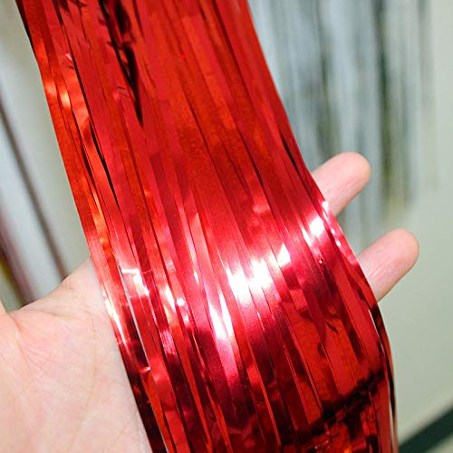 Image of Party Propz Foil Curtain Set of 4 (Red)