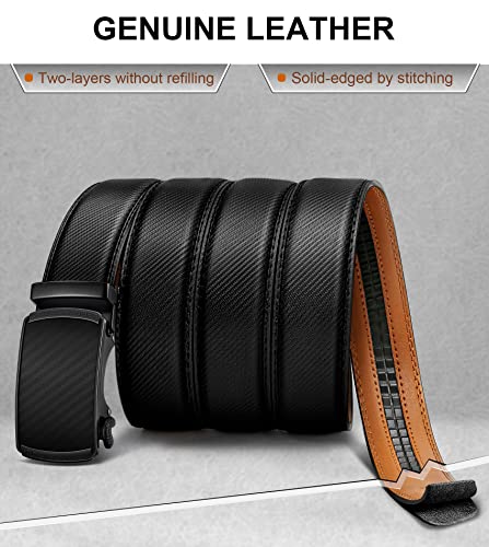 BULLIANT Ceinture Hommes, Ceinture Slide À Cliquet Pour Hommes, Cuir Véritable, Garniture Adaptée - Noir - 130cm/36 -44 taille réglable - Image 4