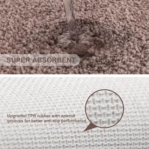 Image of VANZAVANZU U Shaped Toilet Bath Mat, Contour Bath Rugs for Bathroom Non Slip Extra Soft Absorbant Microfiber Shaggy Thick Toilet Rugs U 20 inch*24 inch, Taupe