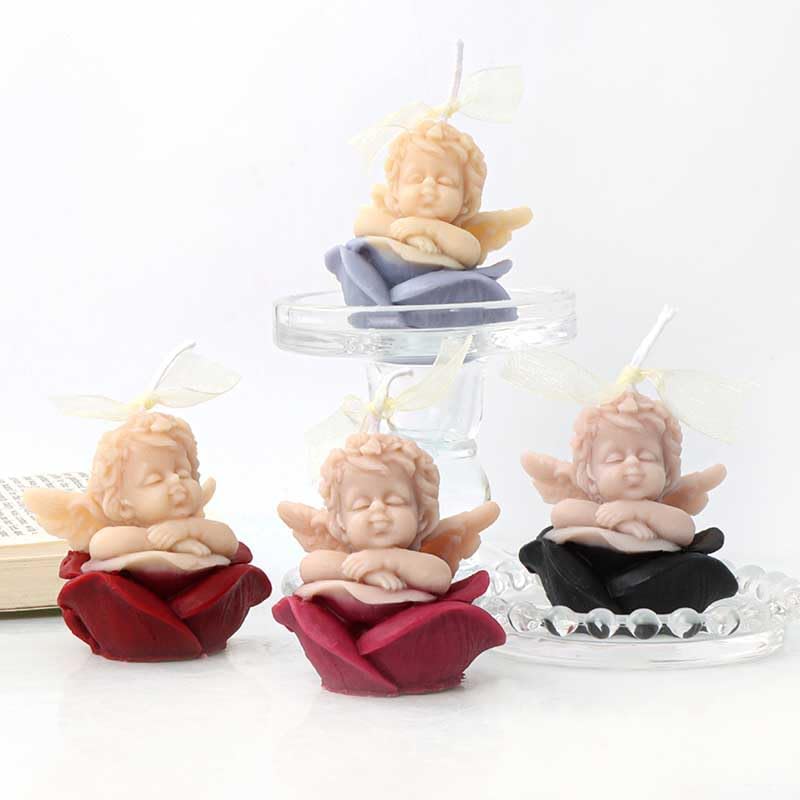 Miniatura 5 de Cross Hands Sleep Rose Angel Shape Candle Moldes de silicona para hacer velas, resina, velas de aromaterapia, jabón de cera hecho a mano, decoración