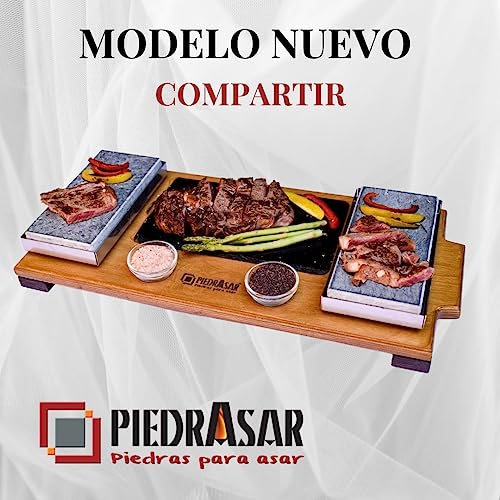 Miniatura 2 de Piedra Para Carne Modelo Compatir Personalizado Con 2 Piedras De 10x20cm Y Plato De Pizarra De 15x25 Cm
