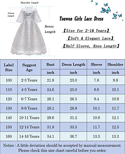 Youwon Flower Girls Dress Lace Dress Vintage Country Wedding Party Dress 2-6 7-16 Off-White 14-16 Years #TOP6