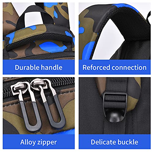 Yvechus Camo Backpack Set With Lunch Bag Lightweight Waterproof School Backpack Bookbag For Boys Girls (D-Style Camo Blue) #TOP5