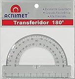 Acrimet Transferidor Escolar 180° em Poliestireno Cristal Resistente 551.0