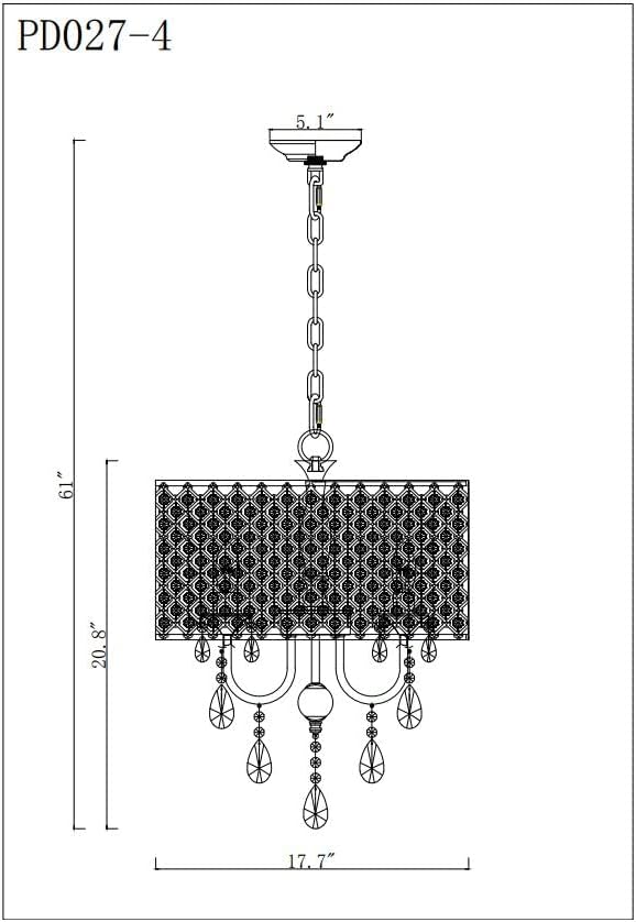 Miniatura 8 de Warehouse of Tiffany Lucilia - Lámpara de araña iluminada de cristal Pandent de 18 pulgadas, estilo moderno y glamuroso, acabado dorado, 4 luces