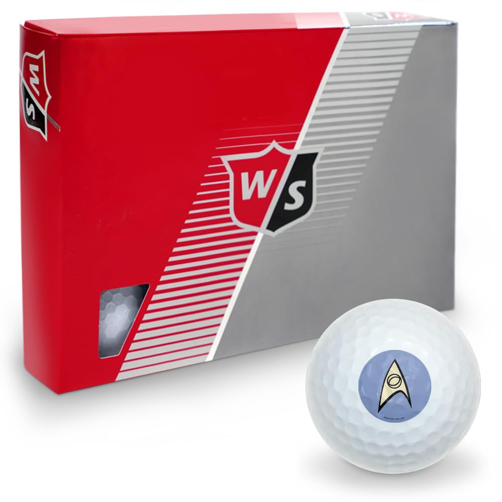 Star Trek Science Shield Wilson Golf Balls 12 Pack, Regulation Size Full Color Premium Golf Balls