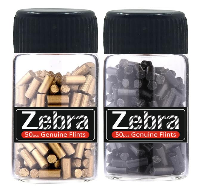 Zebra (Golden & Black, Pack of 100 pcs) Genuine Lighter Flint Stone I Fit to All Zippo Fluid, Kerosene Oil, Gas and Petrol Fuel Used Grinding Wheel Pocket Lighters Accessories