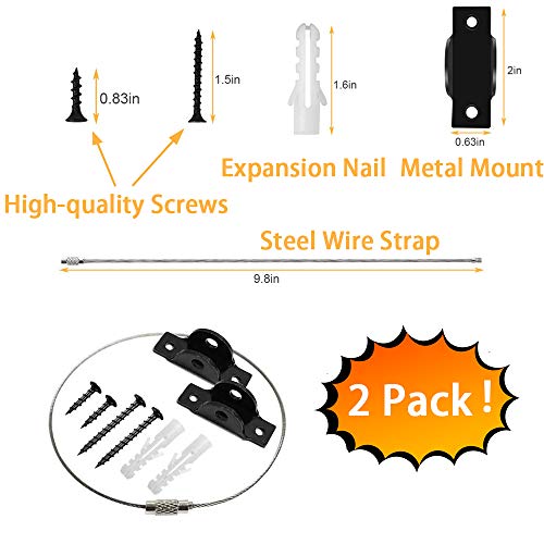 2 Pack Anti-tip Wall Anchor Kit Metal Furniture Anchors for Baby Proofing, Earthquake Tip Resistant Furniture Brackets, Furniture Secure Straps for Dresser Cabinet Bookshelf